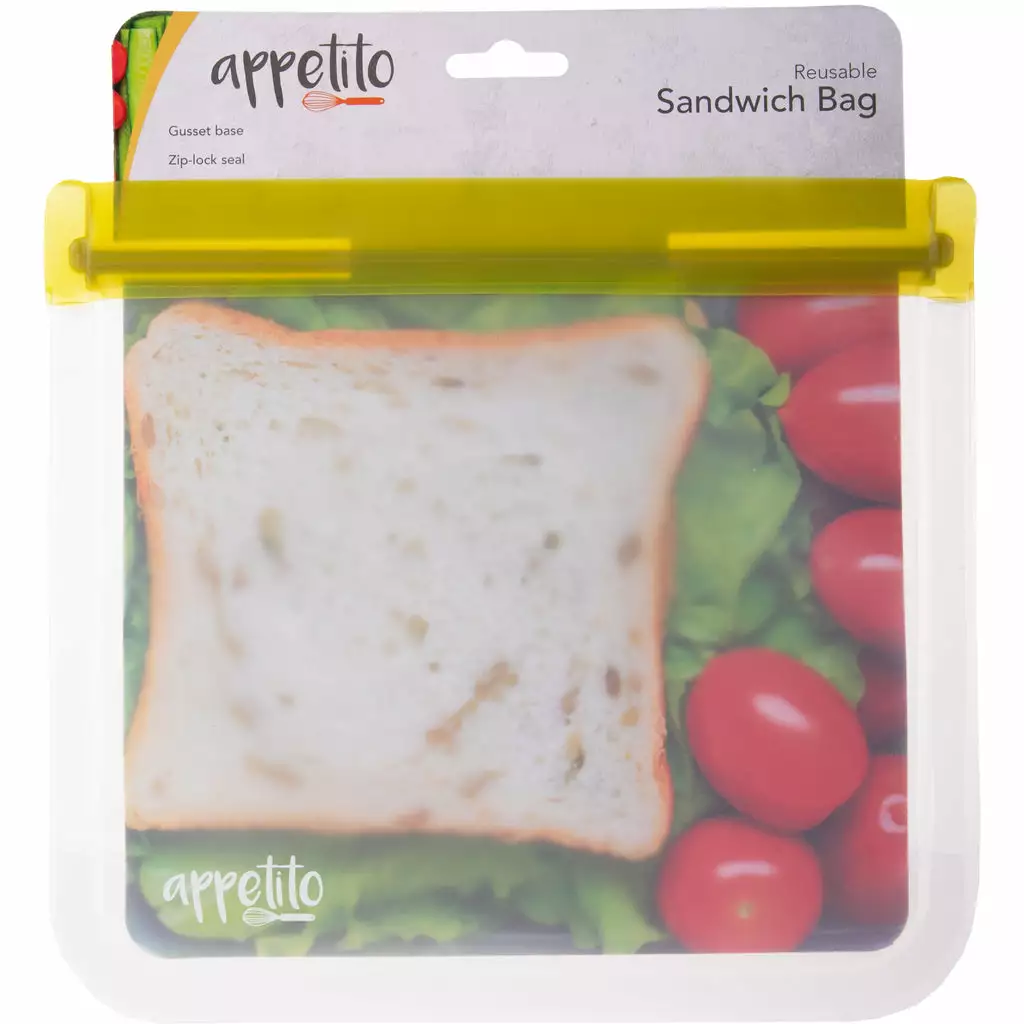 Appetito Reusable Sandwich Bag - 21.5 X 19.5cm Green