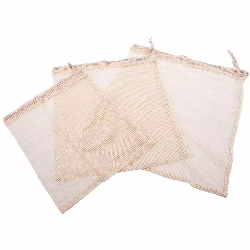 Appetito Cotton Net Produce Bags 3 Piece Set Assorted Sizes