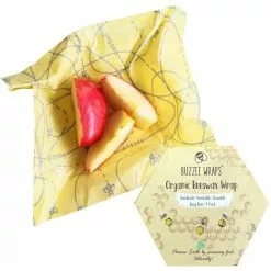 Buzzee Organic Beeswax Wraps Pack 4 - Busy Bees