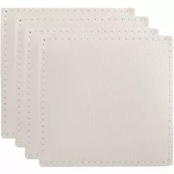Maxwell And Williams Table Accents Leather Look Cowhide Coaster 10x10cm Set Of 4 Ivory