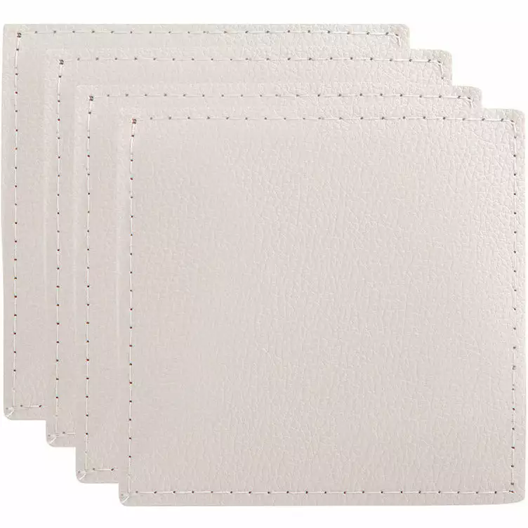 Maxwell And Williams Table Accents Leather Look Cowhide Coaster 10x10cm Set Of 4 Ivory