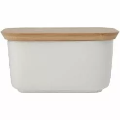 Maxwell And Williams White Basics Butter Dish With Bamboo Lid