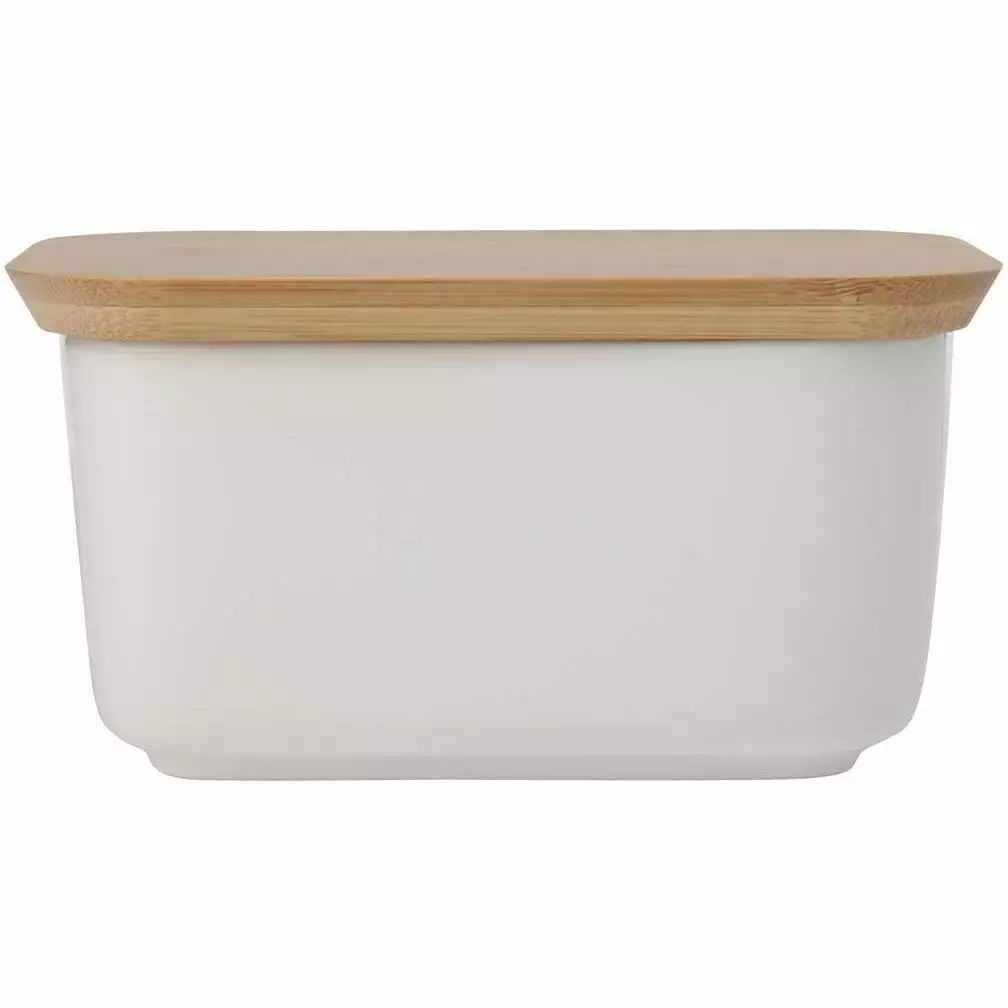 Maxwell And Williams White Basics Butter Dish With Bamboo Lid