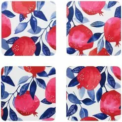 Ecology Punch Set Of 4 Coasters 10 X 10cm Pomegranate