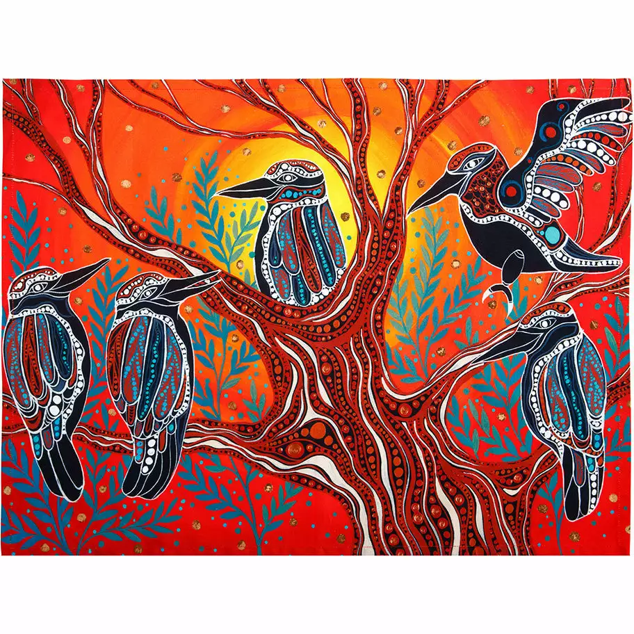 Maxwell And Williams Melanie Hava Journeys Tea Towel 50x70cm Kookaburras