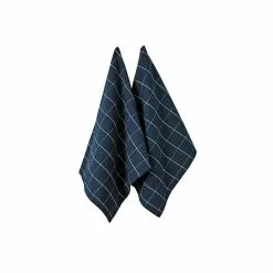 Ladelle Eco Check Navy 2pk Kitchen Towel