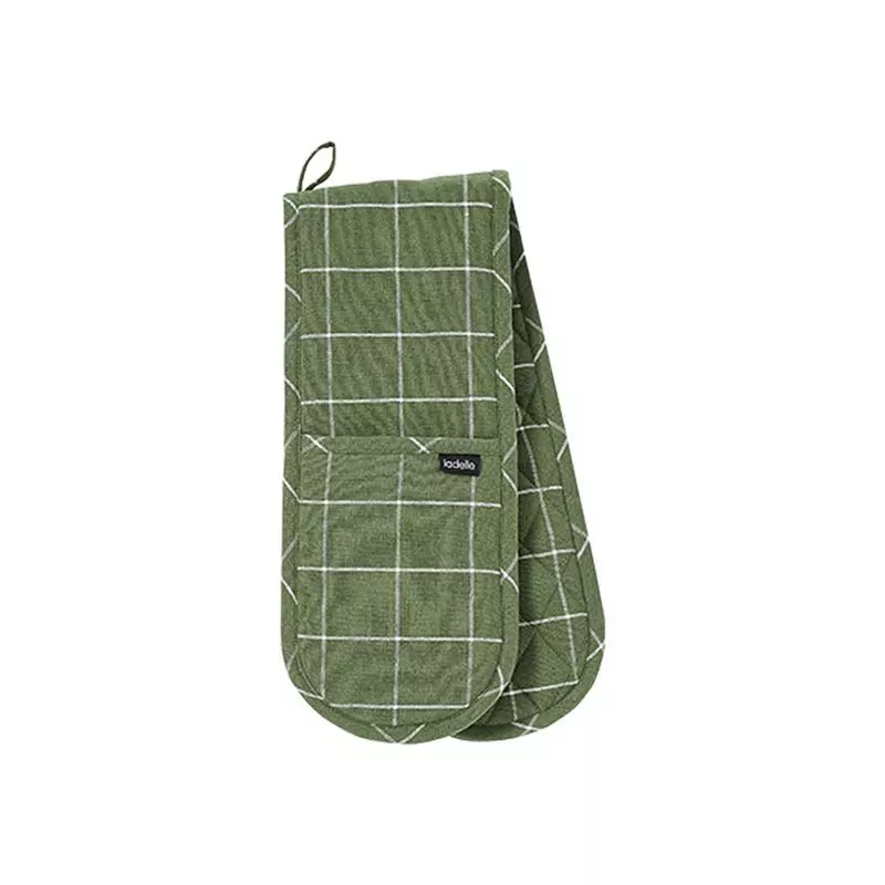 Ladelle Eco Check Green Double Oven Mitt