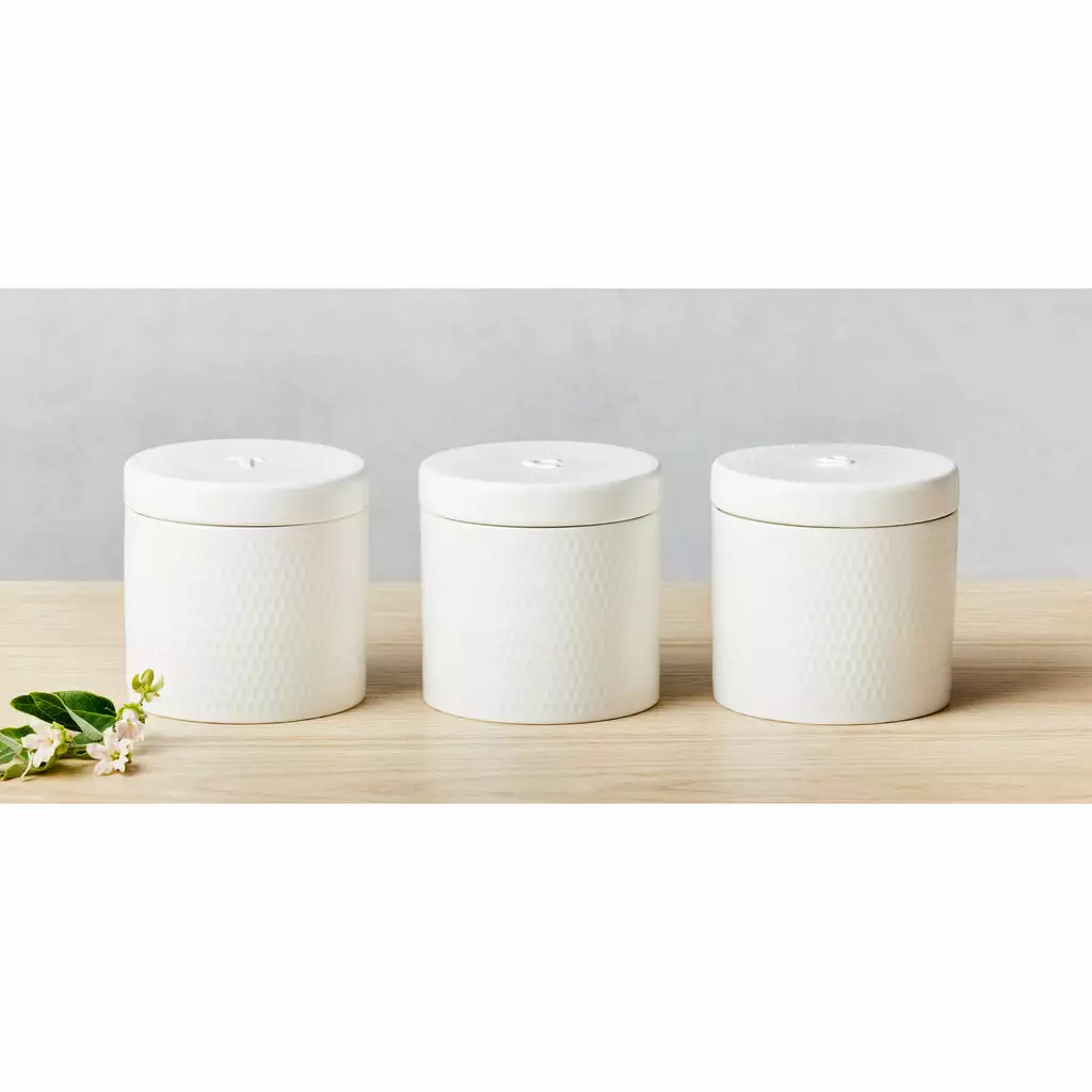 Maxwell And Williams White Basics Diamonds Canister 600ML Set Of 3 Gift Boxed - Image 2
